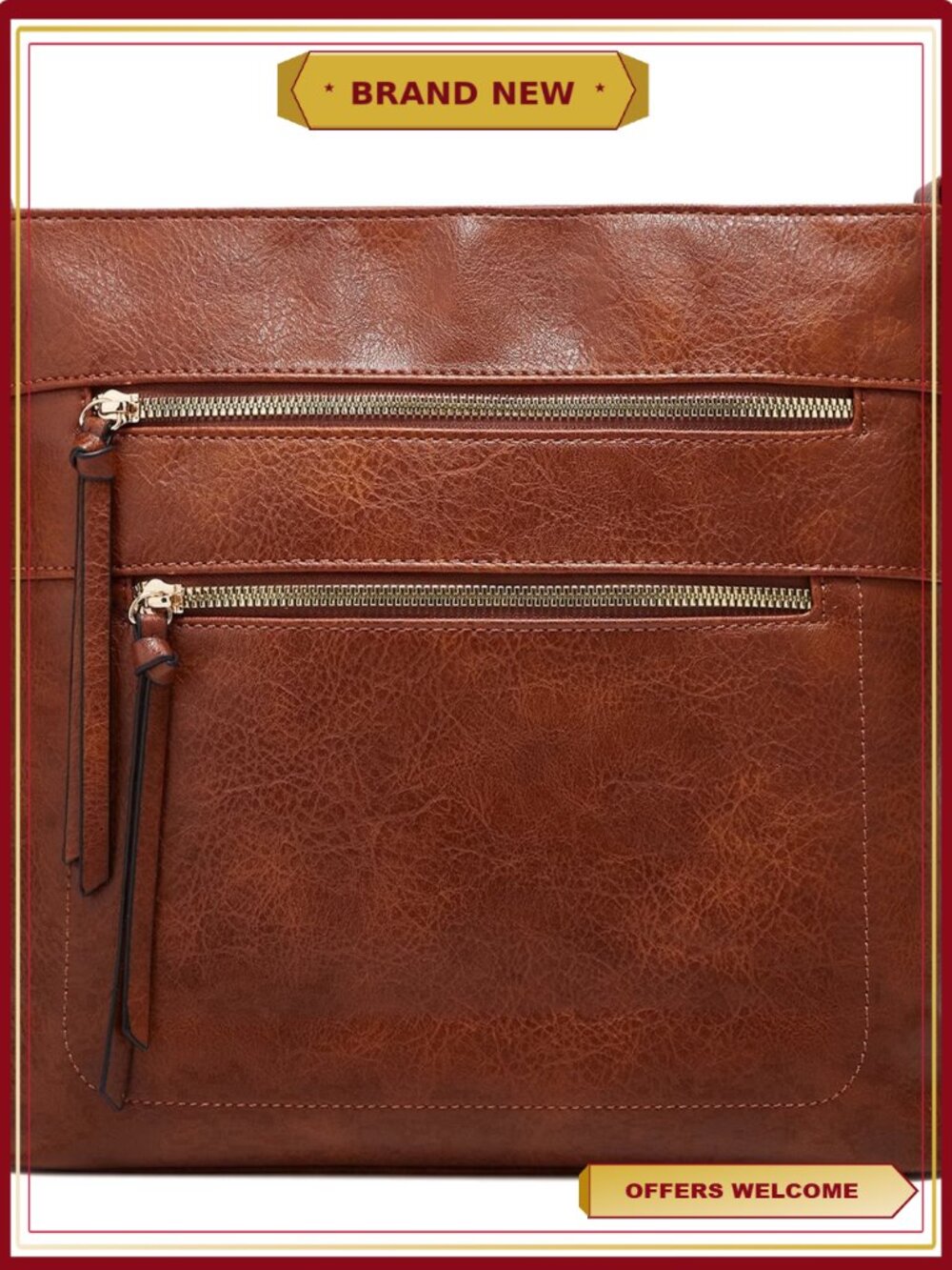 Crossbody Bag for Women Lightweight Multi Pocket Purse Leather Shoulder Bag
